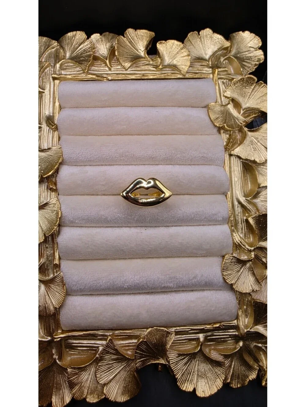 KC Golden Plated Copper Lips Adjustable Ring